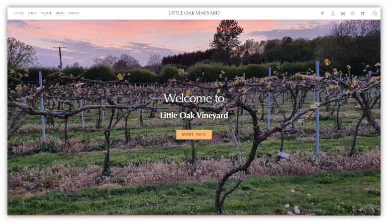 A screenshot of Little Oak Vineyard's eCommerce WordPress site by Not Just Code